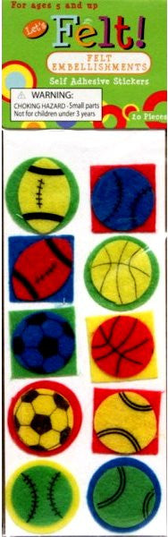 Sports Balls Felt Dimensional Scrapbook Stickers