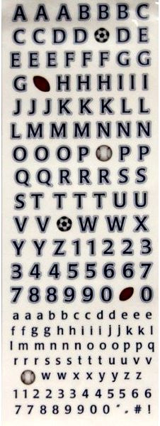 American Traditional Designs Alphabet And Numbers Sports Scrapbook Stickers - SCRAPBOOKFARE