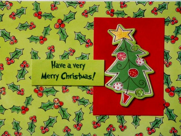 Scrapbookfare Christmas Have A Merry Christmas Handmade Dimensional Greeting Card - SCRAPBOOKFARE