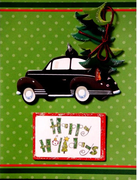 Scrapbookfare Christmas Happy Holidays Handmade Dimensional Greeting Card - SCRAPBOOKFARE