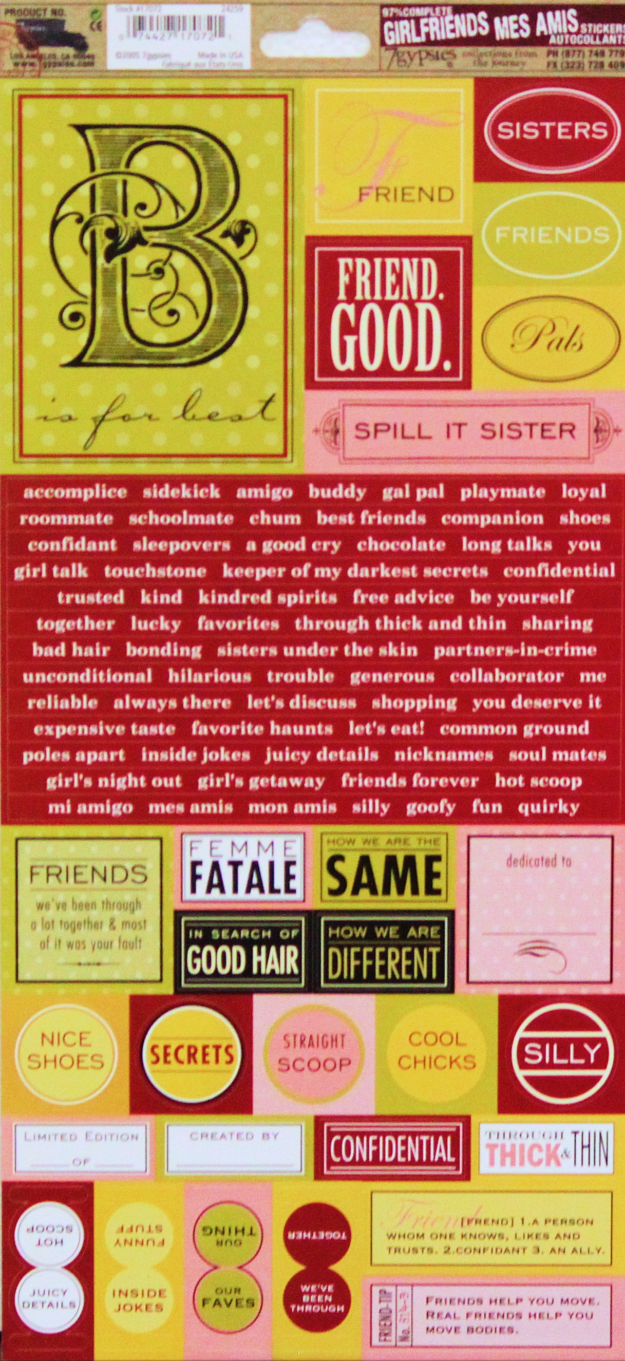 7gypsies Large Cardstock Stickers-Girlfriends