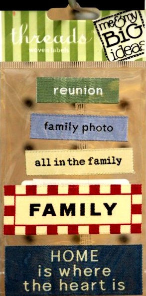 Me & My Big Ideas Family Threads Woven Labels - SCRAPBOOKFARE