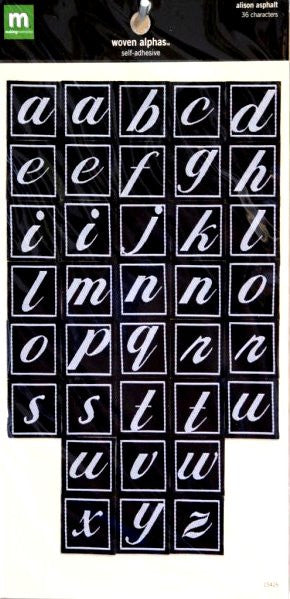 Making Memories Alison Asphalt Black & White Woven Alphabet Stickers - SCRAPBOOKFARE