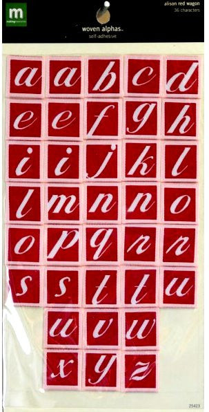 Making Memories Alison Red Wagon Red & White Woven Alphabet Stickers - SCRAPBOOKFARE