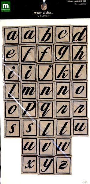 Making Memories Alison Shopping Bag Beige & Black Woven Alphabet Stickers - SCRAPBOOKFARE