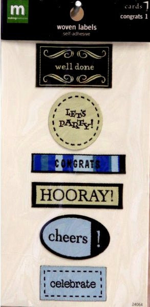 Making Memories Congrats 1 Card Woven Labels - SCRAPBOOKFARE