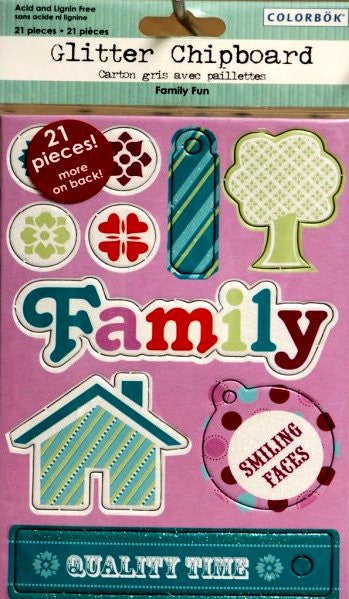 Colorbok Glitter Chipboard Family Fun Embellishments - SCRAPBOOKFARE