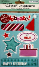 Colorbok Glitter Chipboard Celebrate Embellishments - SCRAPBOOKFARE