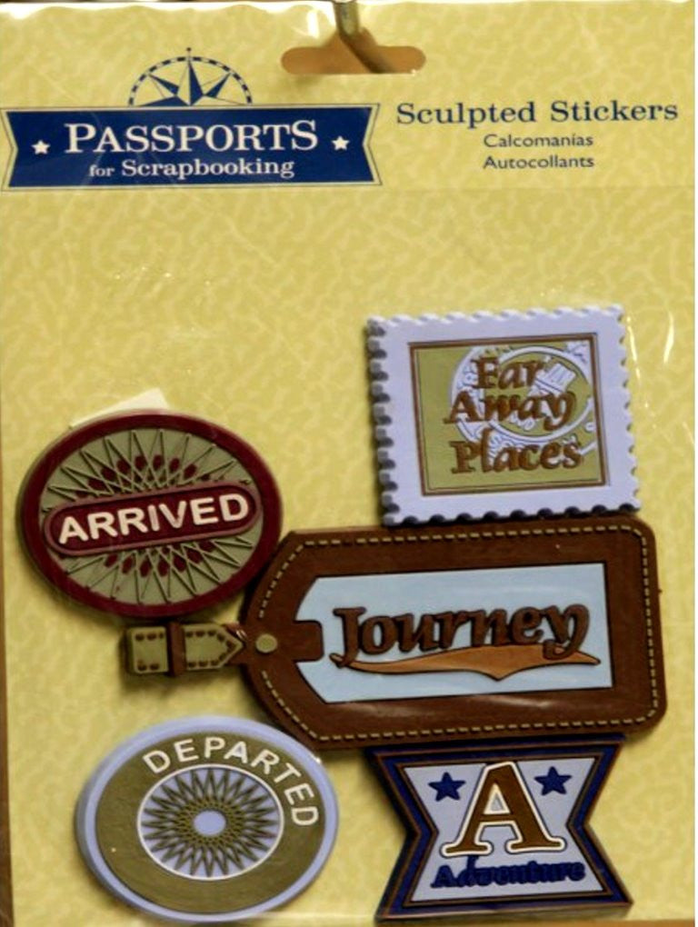 Markings Passports For Scrapbooking Sculptured Travel Dimensional Stickers - SCRAPBOOKFARE