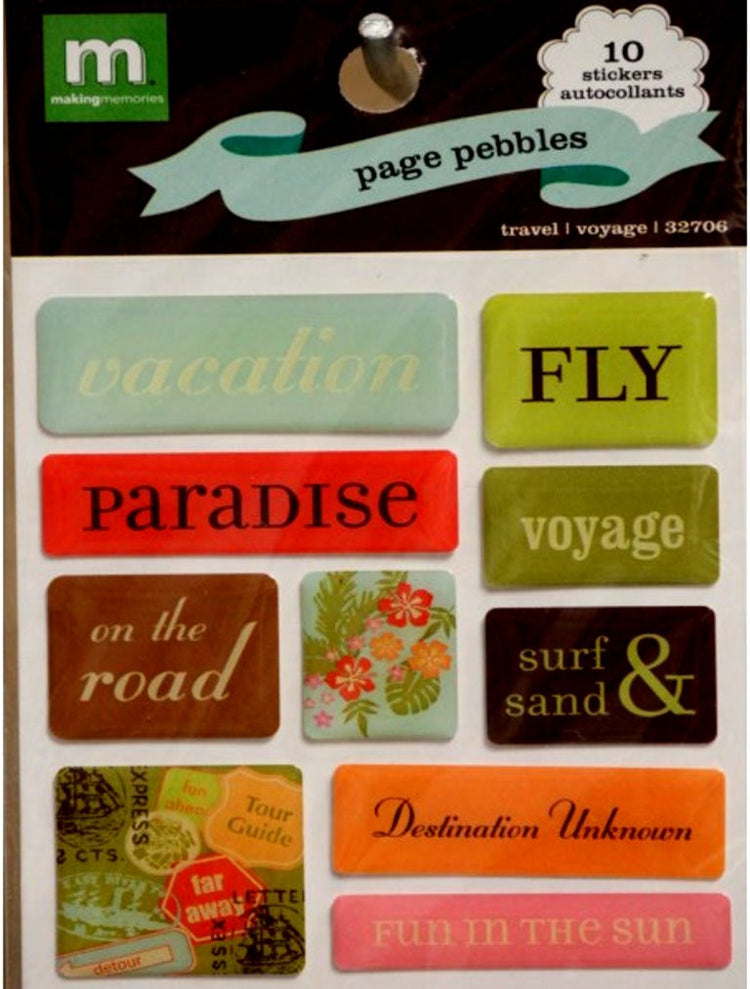 Making Memories Page Pebbles Travel Voyage Epoxy Stickers - SCRAPBOOKFARE