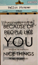 Colorbok Thank You Vellum Phrases - SCRAPBOOKFARE