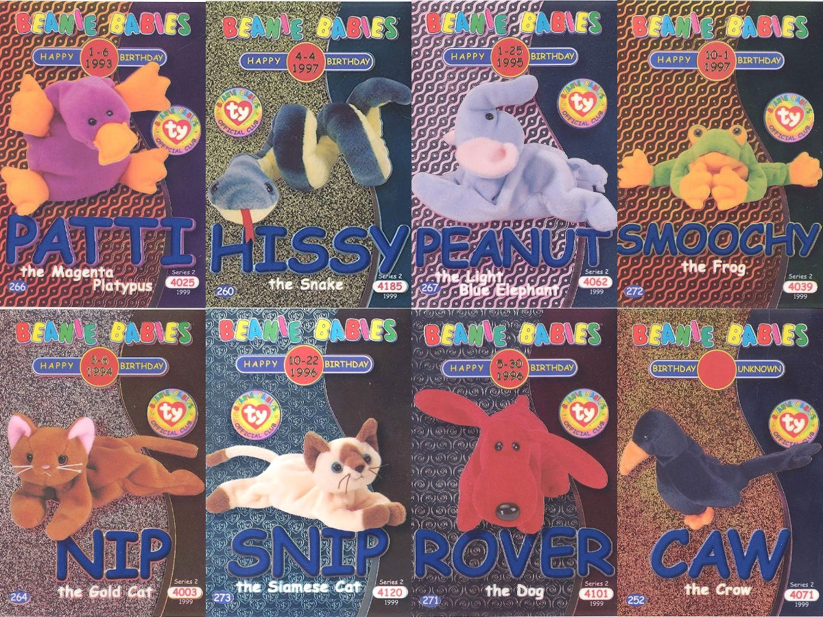 TY Beanie Babies 8pc BBOC Birthday (Blue) Card Set#3