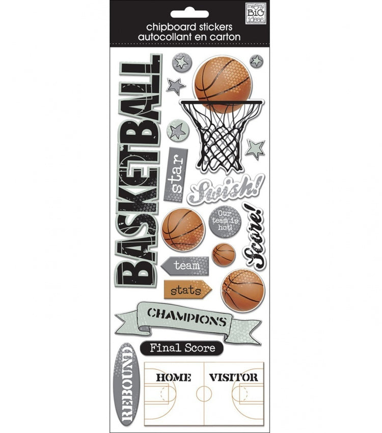 Me & My Big Ideas Large Basketball Chipboard Stickers