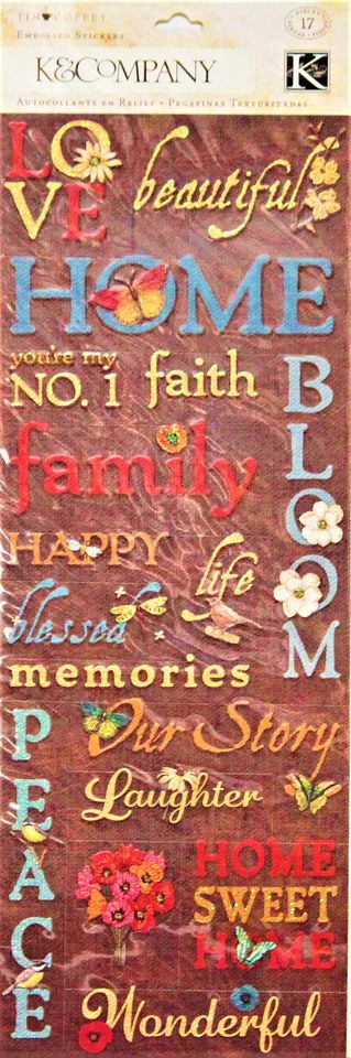 K & Company Tim Coffey Blossomwood Words Glitter Embossed Stickers
