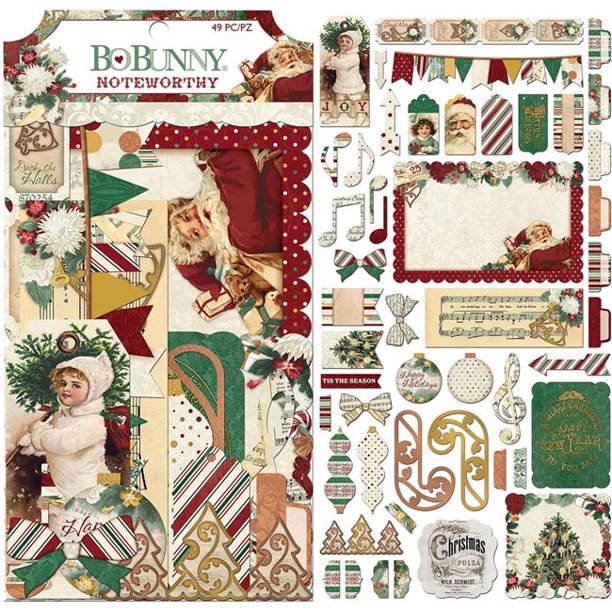 BoBunny Noteworthy Yuletide Carol 49pcs Die-cut Embellishments