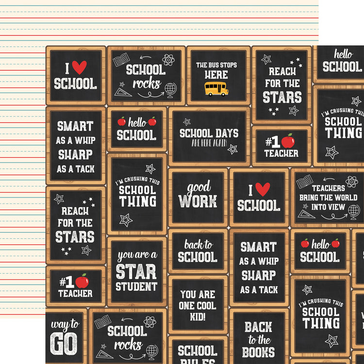 Echo Park Back To School Chalkboard Cards 12 x 12 Double-Sided Scrapbook Paper