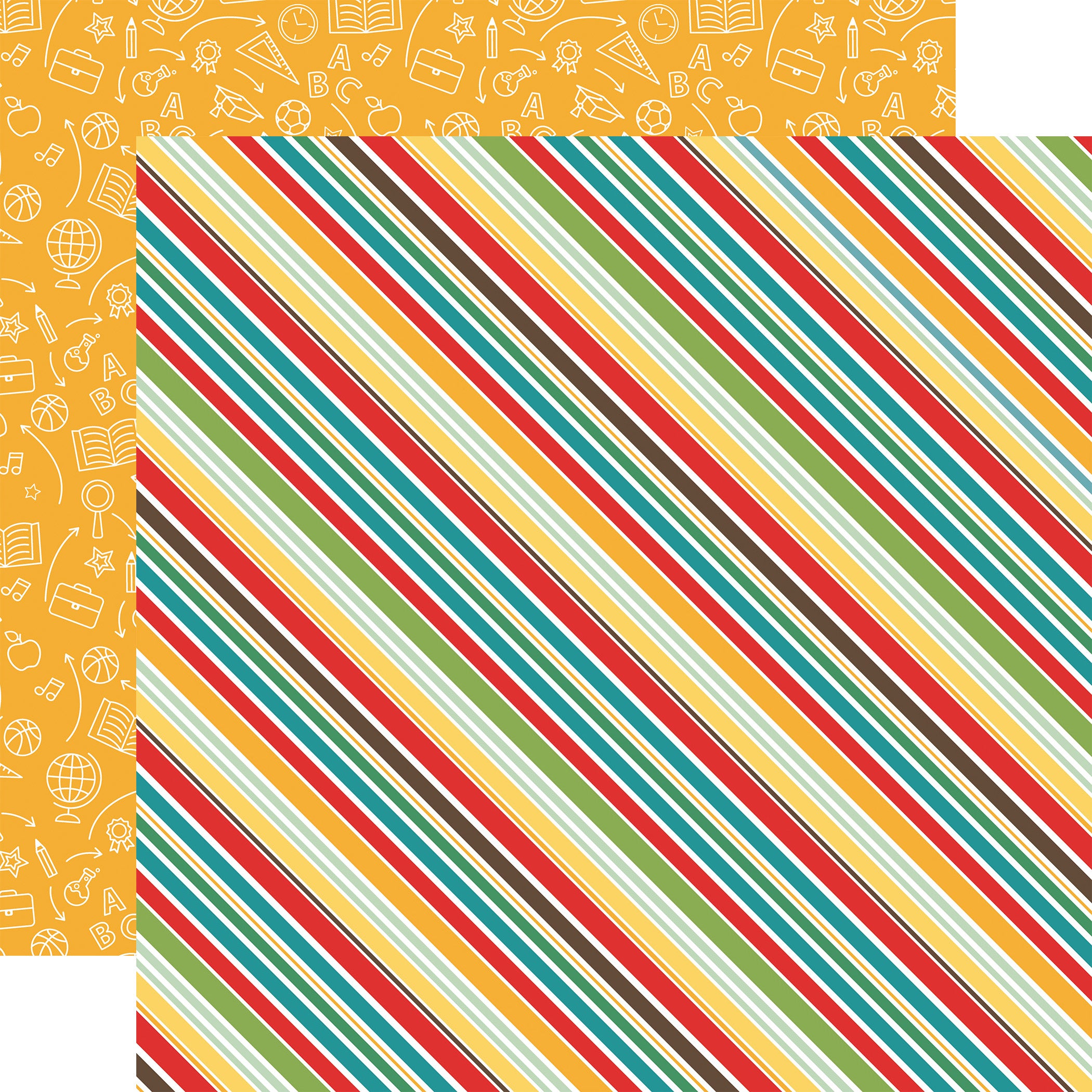 Echo Park Back To School Stripes 12 x 12 Double-Sided Scrapbook Paper