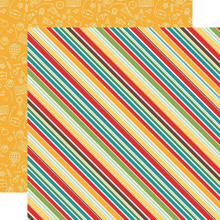 Echo Park Back To School Stripes 12 x 12 Double-Sided Scrapbook Paper