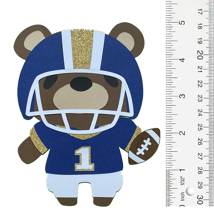 T & H Creations Handmade Multi-Layer Football Bear Die-cut Embellishment