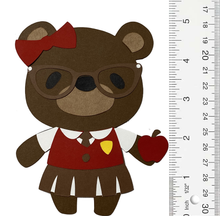 T & H Creations Handmade School Girl Bear Multi-Layered Die-cut Embellishment
