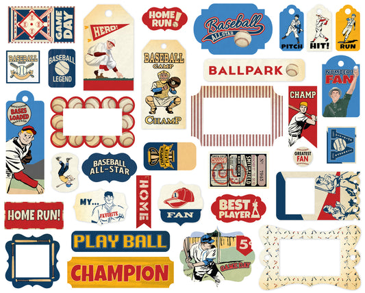 Carta Bella Baseball 33 Piece Frames & Tags Ephemera