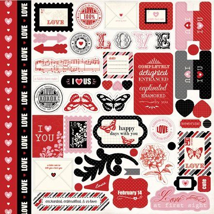 Carta Bella Words Of Love 12" X 12" Element Sticker Sheet