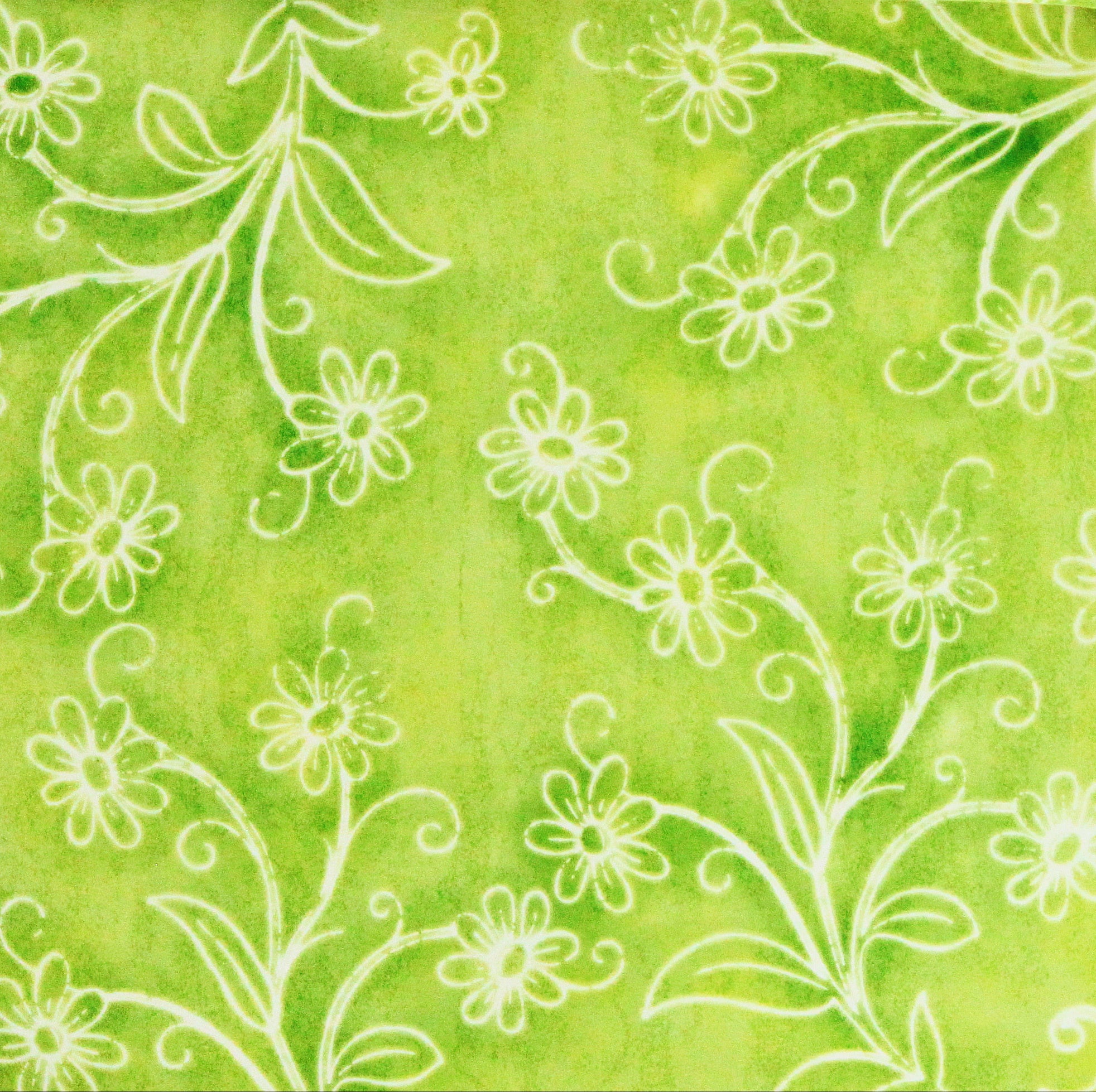 DCWV 12 X 12 Green White Outlined Flowers Scrapbook Paper