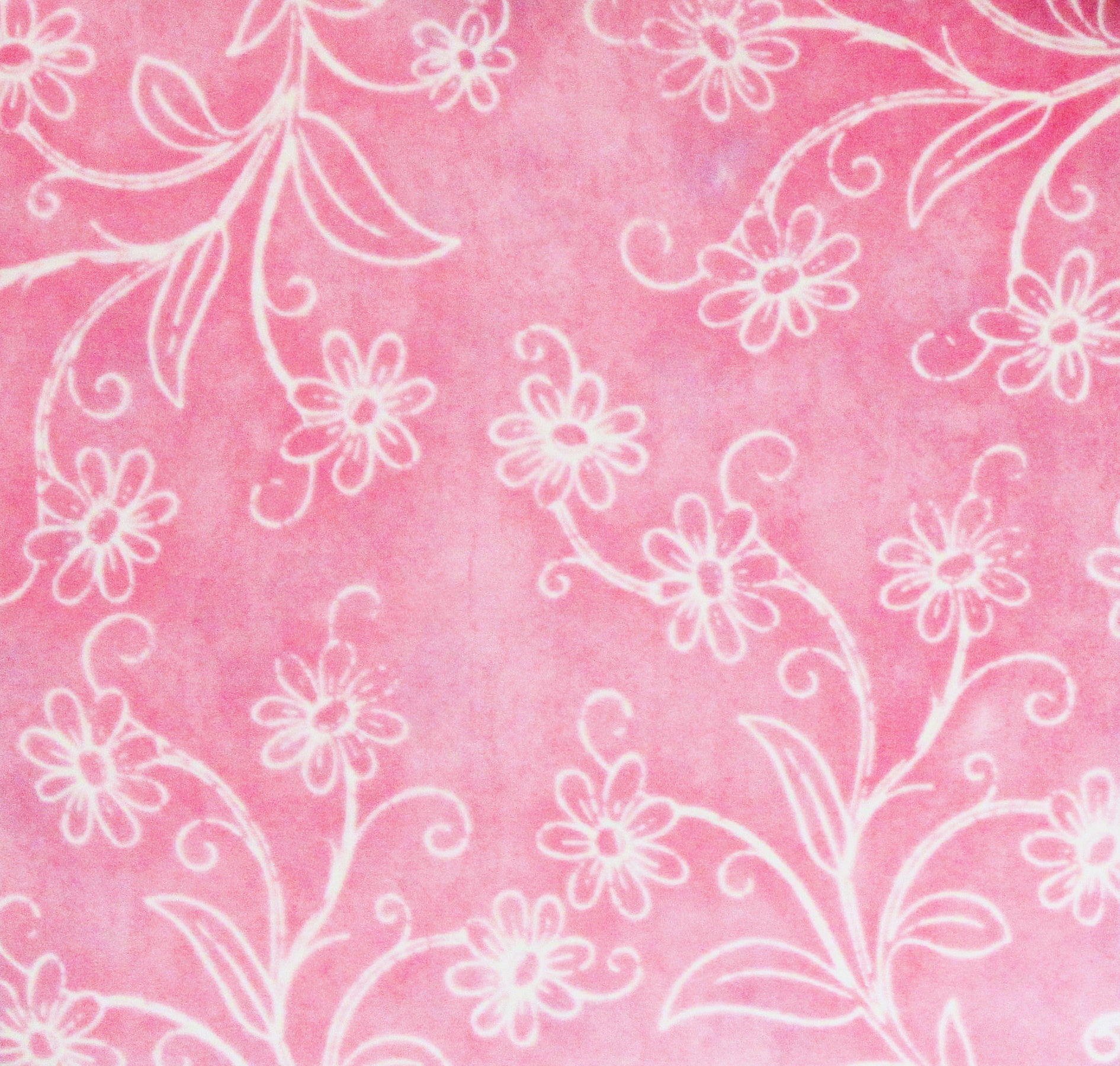 DCWV 12 X 12 Pink Flowers White Outline Scrapbook Paper