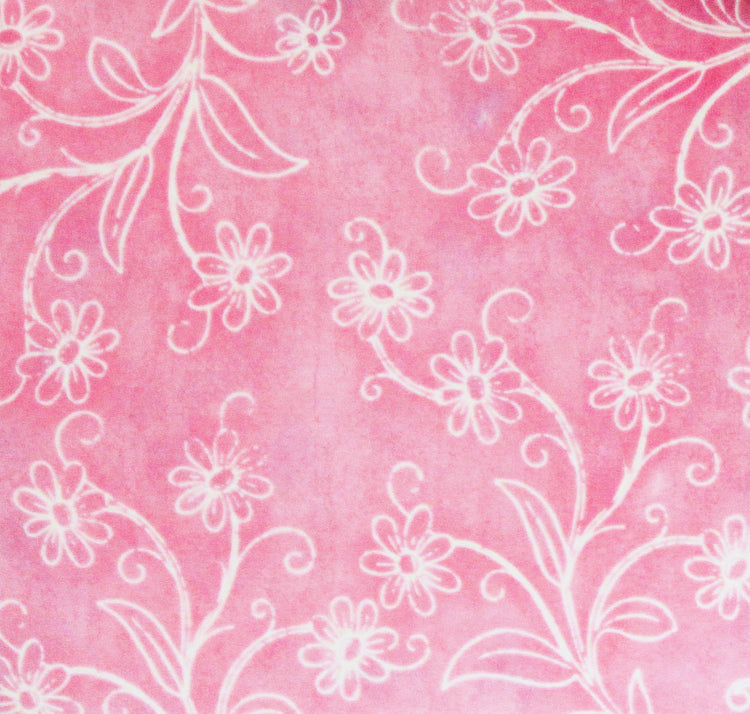 DCWV 12 X 12 Pink Flowers White Outline Scrapbook Paper