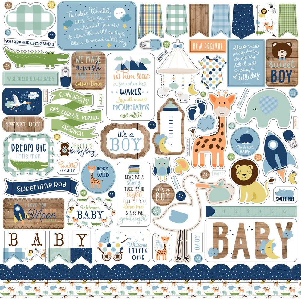Echo Park Baby Boy 12 x 12 Element Sticker Sheet