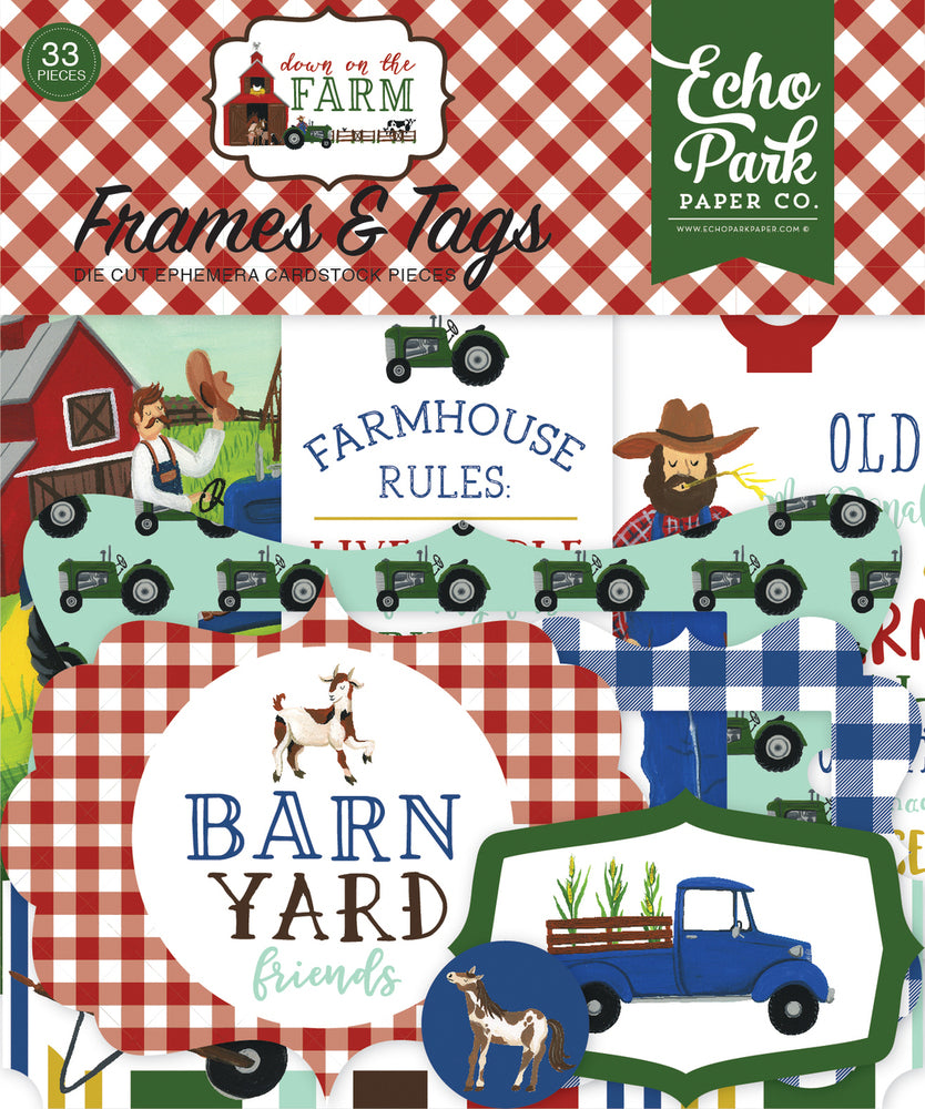 Echo Park Down On The Farm 33 Piece Frames & Tags Ephemera