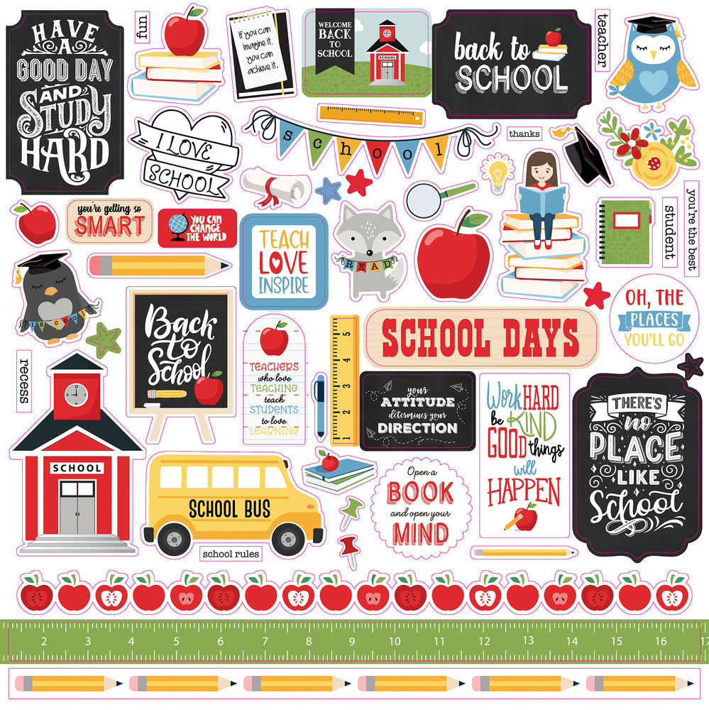 Echo Park School Rules 12" X 12" Element Sticker Sheet