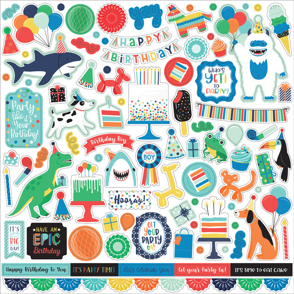 Echo Park It's Your Birthday Boy 12X12 Element Sticker Sheet