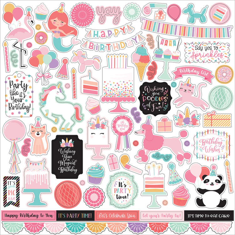 Echo Park It's Your Birthday Girl 12X12 Element Sticker Sheet