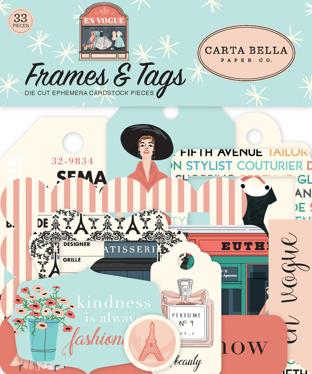 Carta Bella En Vogue 33 Piece Frames & Tags Ephemera