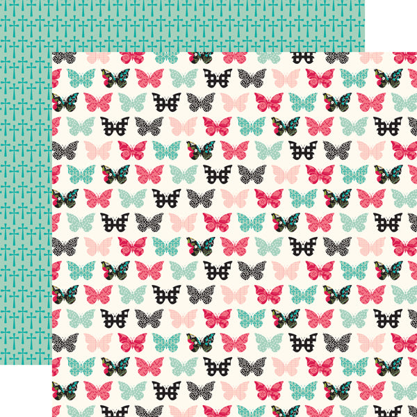 Echo Park 12 x 12 Double-Sided Forward With Faith Blessed Butterflies Scrapbook Paper