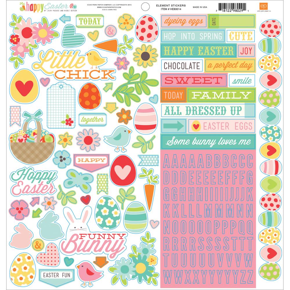 Echo Park Happy Easter 12" X 12" Element Sticker Sheet