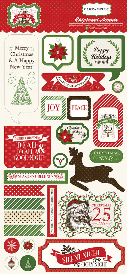 Carta Bella Have A Merry Christmas Chipboard Accents Stickers