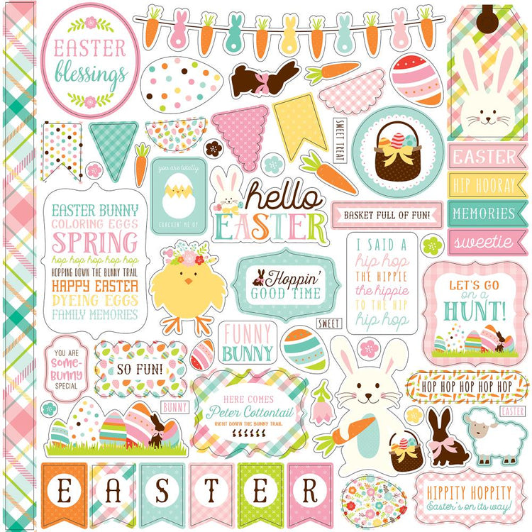 Echo Park Hello Easter 12" X 12" Element Sticker Sheet