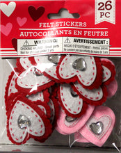 Red & Pink Heart Dimensional Felt & Rhinestone Stickers
