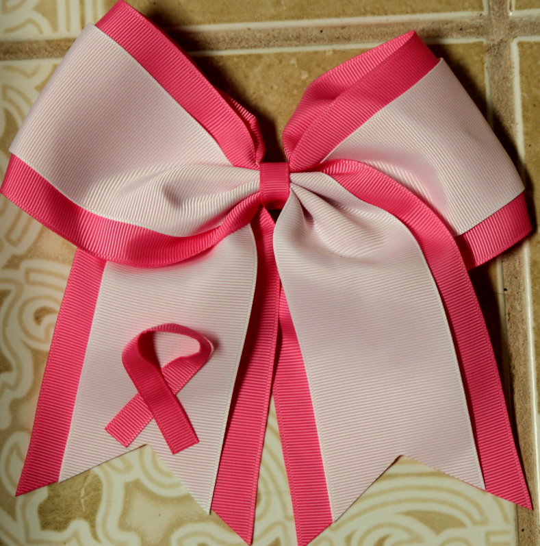 Handmade Breast Cancer Awareness Hair Bow