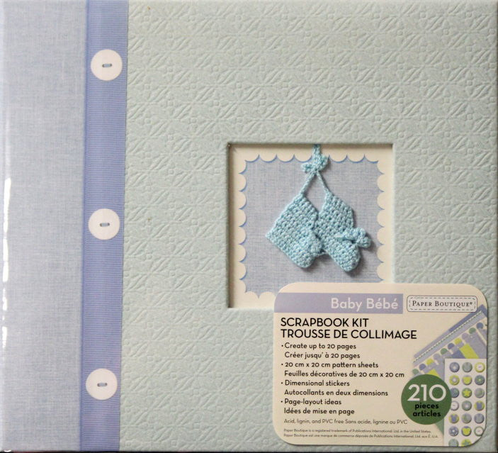 New Seasons Paper Boutique 8 x 8 Baby Boy Scrapbook Kit