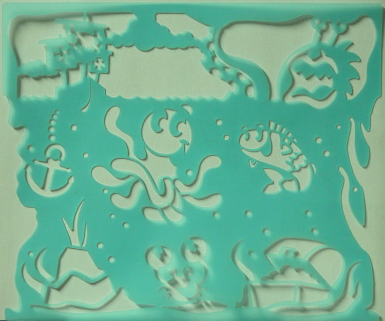 Under The Sea Fun Images Teal Plastic Stencil