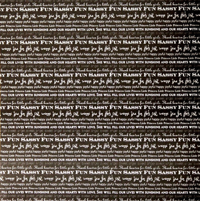 Girl Black & White Sentiments 12 x 12 Flat Scrapbook Paper