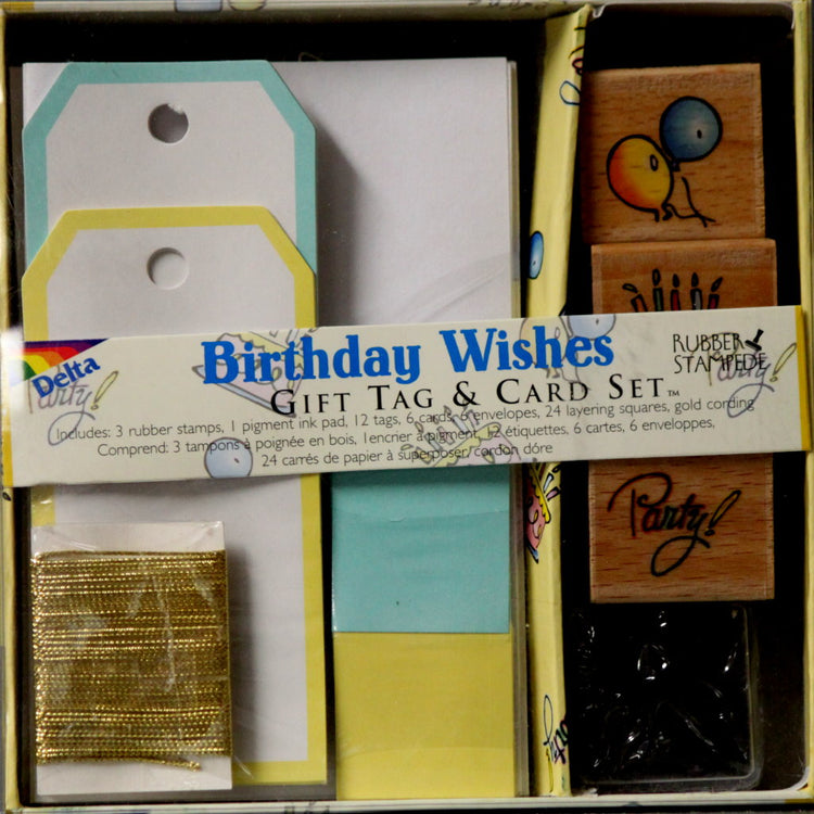 Rubber Stampede Birthday Wishes Gift Tag & Card Set