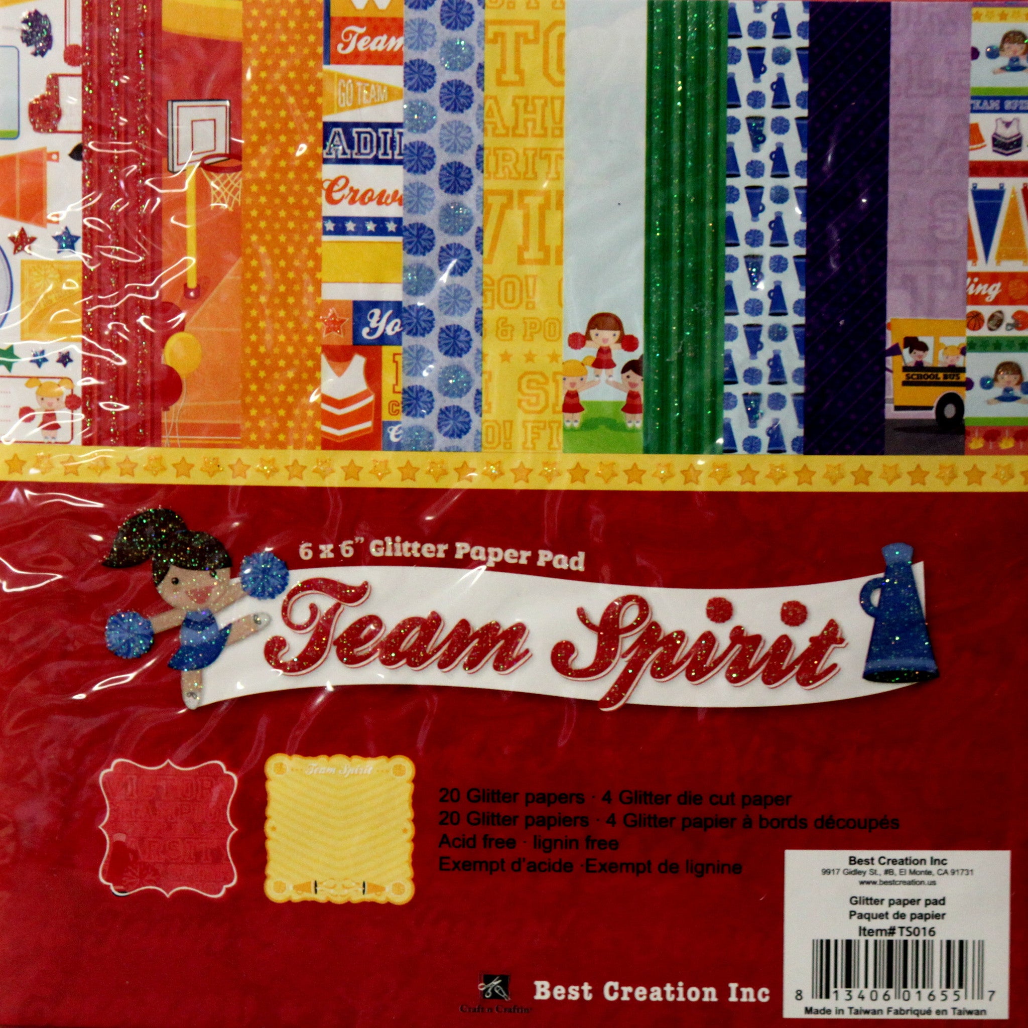 Team Spirit 6 x 6 Double-Sided Glitter Paper Pad