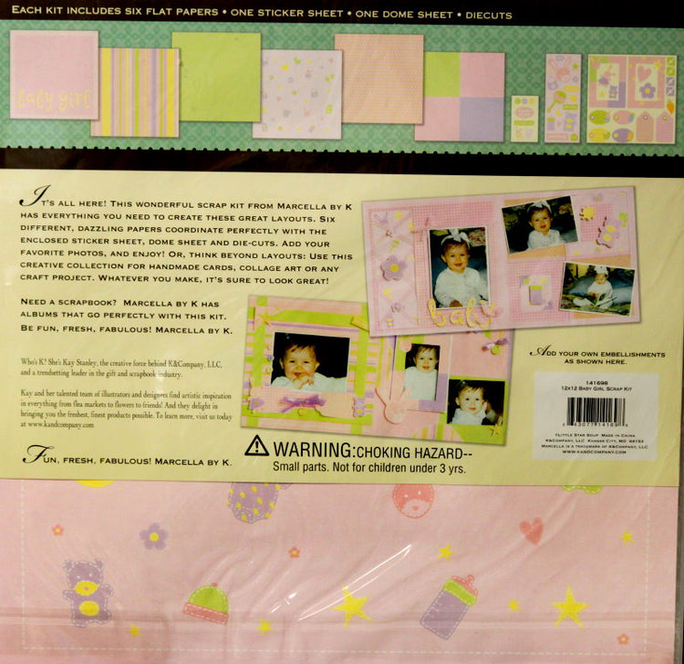 K & Company Marcella K 12"x 12" Baby Girl Scrapbook Pages Kit
