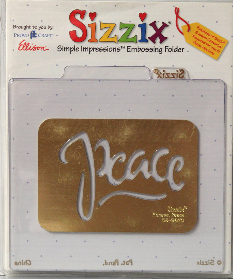 Sizzix Peace Simple Impressions Brass Stencil & Embossing Folder