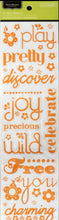 Colorbok Sweet Blooms Clear Orange Words Stickers - SCRAPBOOKFARE