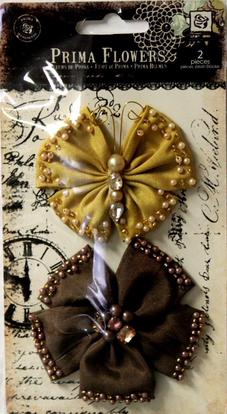 Prima Marketing, Inc. Prima Elegance Gold Nugget Flower & Butterfly Embellishments - SCRAPBOOKFARE